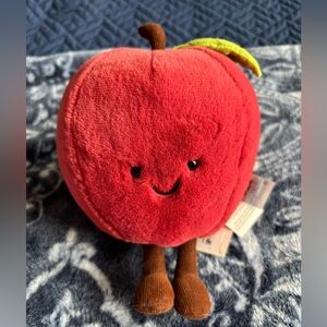 Jellycat Red Plush Apple with Green Leaf and Brown Stem